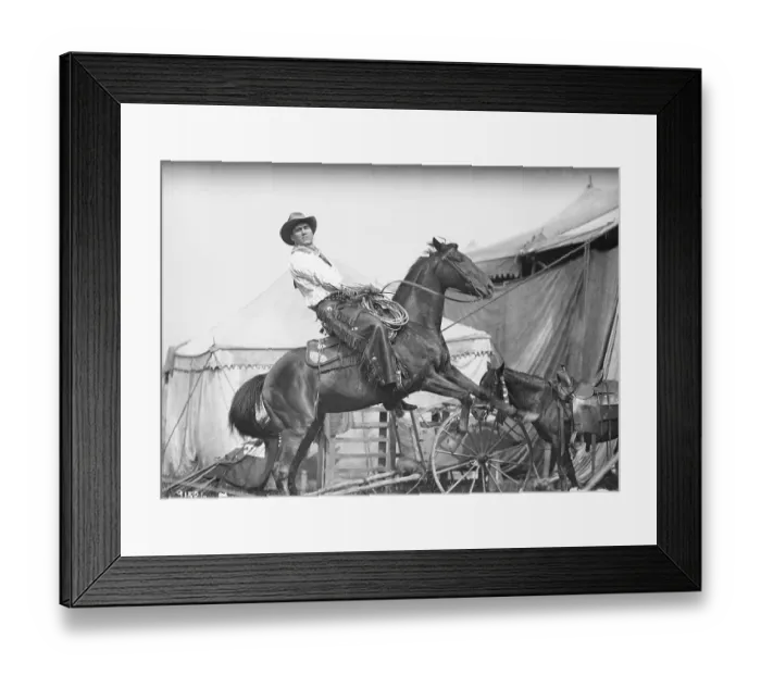 Framed Print : Jess Willard in Cowboy Outfit on Horse Framed Print : Jess Willard in Cowboy Outfit on Horse