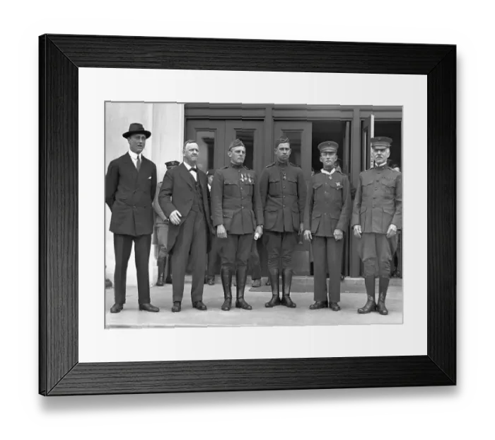 Framed Print : Franklin D. Roosevelt and Major George Barnett Award Medals Framed Print : Franklin D. Roosevelt and Major George Barnett Award Medals