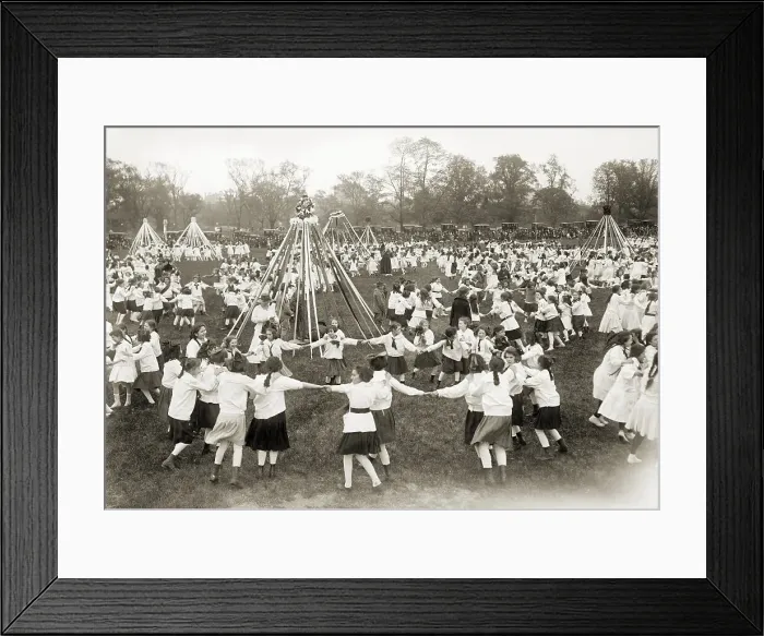 Framed Print : Children Dancing Around Maypole in Central Park Framed Print : Children Dancing Around Maypole in Central Park