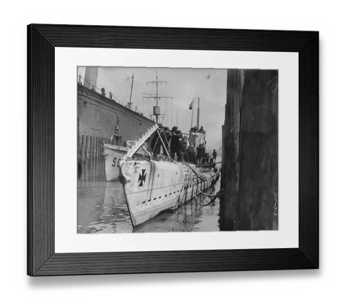 Framed Print : Captured German U-148 Submarine at Dock Framed Print : Captured German U-148 Submarine at Dock
