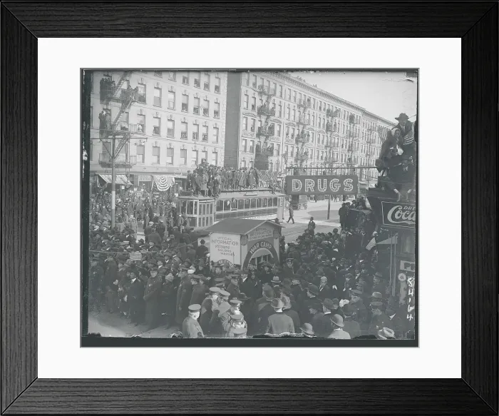 Framed Print : Crowd atop Trolley Car Framed Print : Crowd atop Trolley Car
