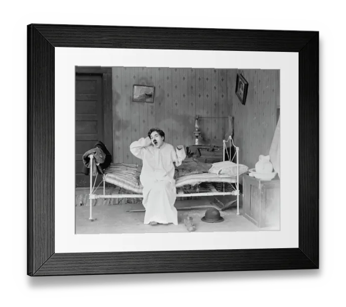 Framed Print : Charlie Chaplin Waking Up Framed Print : Charlie Chaplin Waking Up