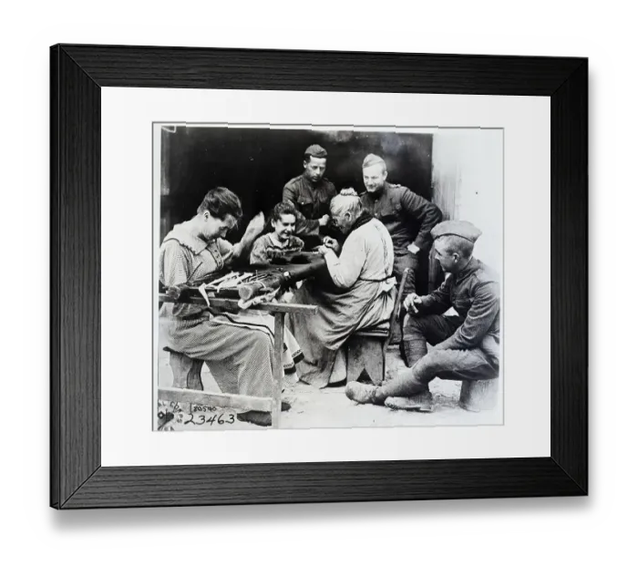 Framed Print : US Soldiers Talking To French Embroiderers Framed Print : US Soldiers Talking To French Embroiderers
