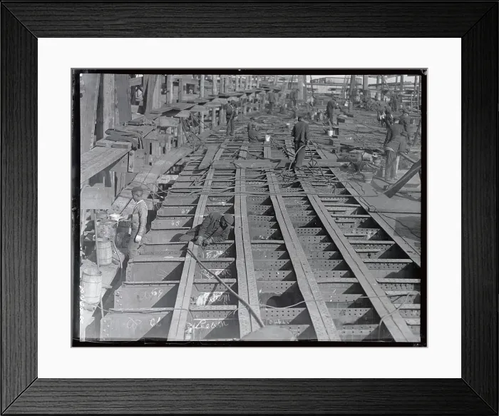 Framed Print : Men Working on Battleship Framed Print : Men Working on Battleship