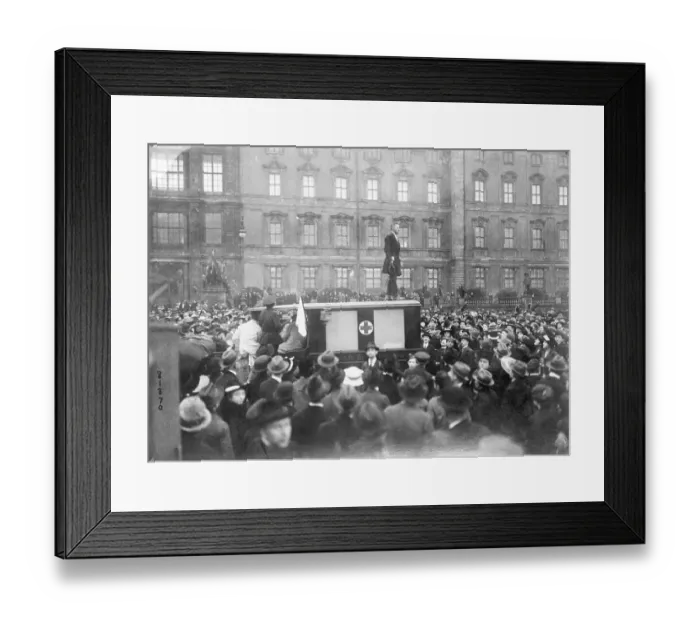 Framed Print : Speaker Standing in Front of Crowd and Inciting Berlin Riots Framed Print : Speaker Standing in Front of Crowd and Inciting Berlin Riots