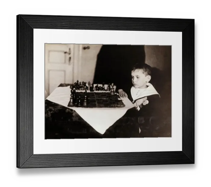 Framed Print : Samuel Rzeschewski Playing Chess
