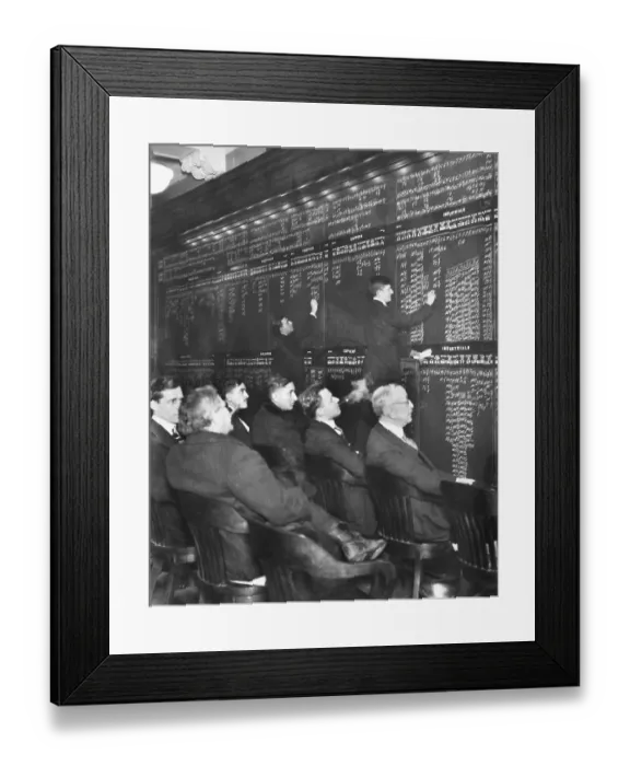 Framed Print : Brokers Examining Boards of the Curb Exchange Framed Print : Brokers Examining Boards of the Curb Exchange