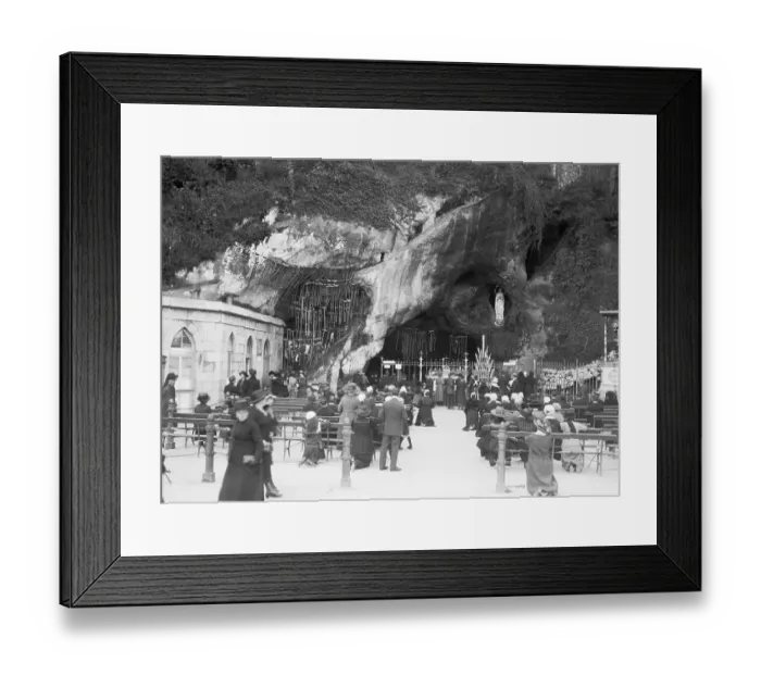 Framed Print : Worshipers at Grotto of Out Lady of the Lourdes Framed Print : Worshipers at Grotto of Out Lady of the Lourdes
