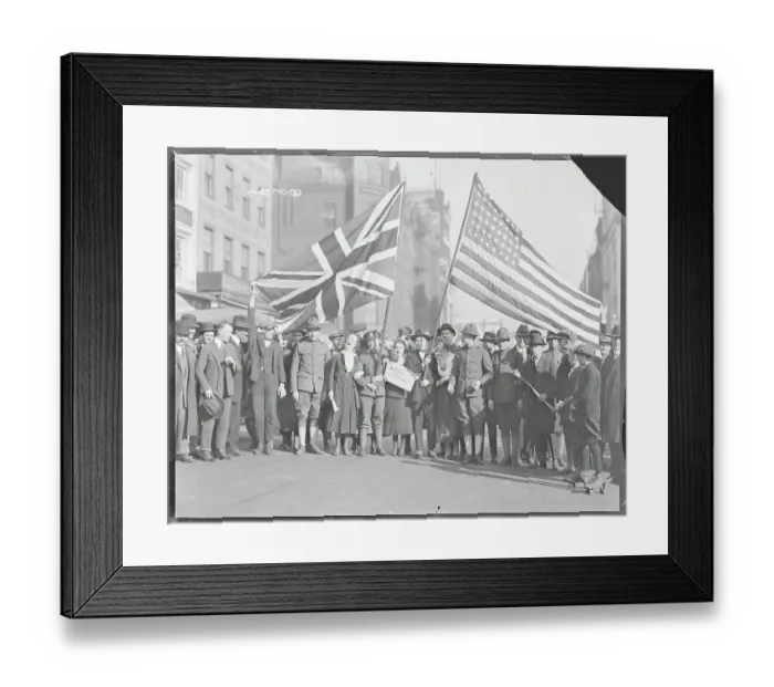 Framed Print : Crowd Carrying Allied Flags Framed Print : Crowd Carrying Allied Flags