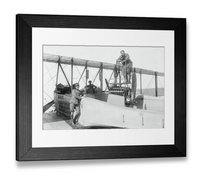 Framed Print : Soldiers and Caproni Airplane Framed Print : Soldiers and Caproni Airplane