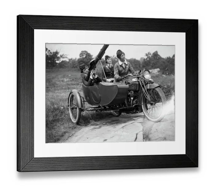 Framed Print : Women On Motorcycle, Sidecar W / Machine Gu Framed Print : Women On Motorcycle, Sidecar W / Machine Gu