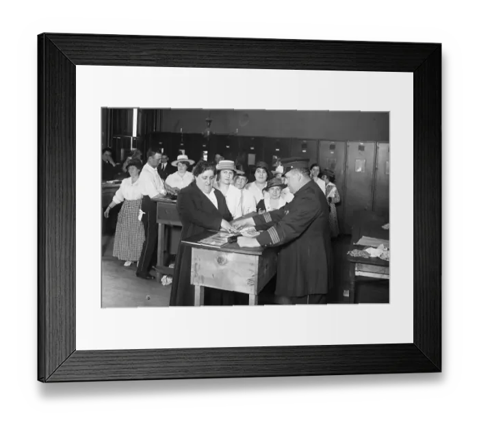 Framed Print : Immigrant Women Being Fingerprinted Framed Print : Immigrant Women Being Fingerprinted