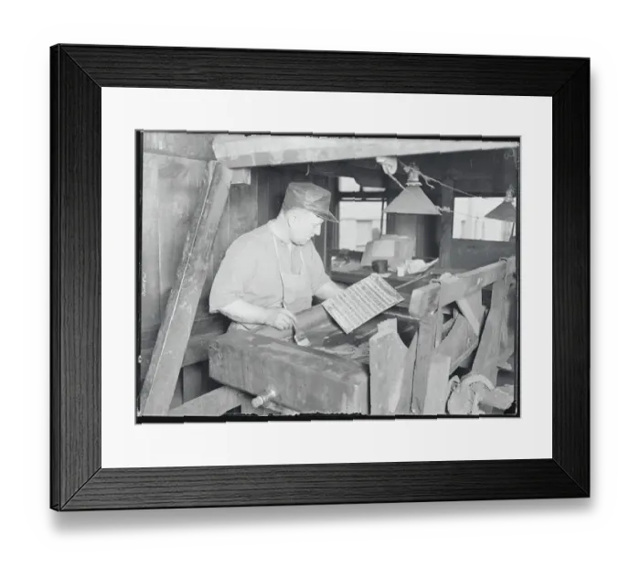 Framed Print : Etcher Concentrating Framed Print : Etcher Concentrating