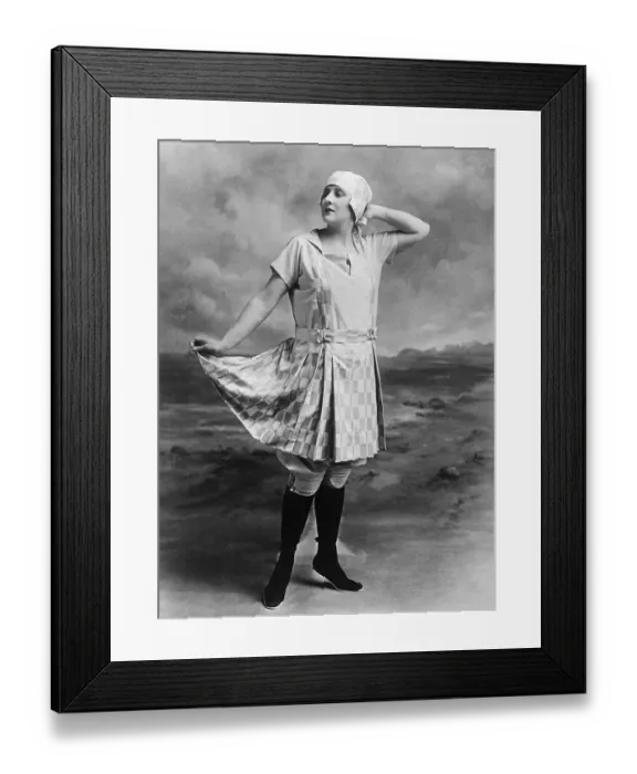 Framed Print : Woman Modeling Bathing Costume Framed Print : Woman Modeling Bathing Costume