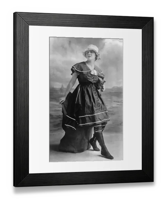 Framed Print : Milady's New Beach Costume Framed Print : Milady's New Beach Costume