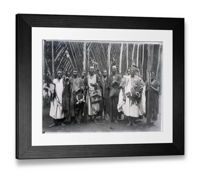 Framed Print : Fumban Men with Traditional Handcrafted Objects Framed Print : Fumban Men with Traditional Handcrafted Objects