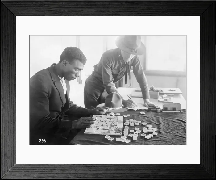 Framed Print : Army Recruiter Administering IQ Test to Black Man Framed Print : Army Recruiter Administering IQ Test to Black Man