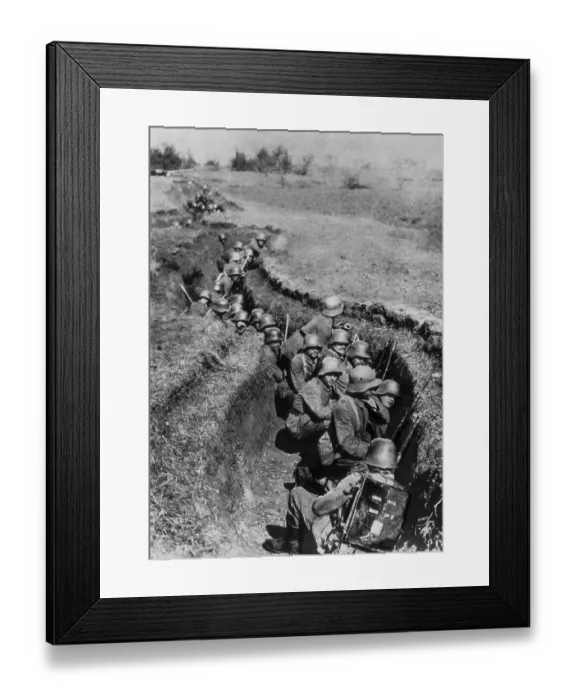 Framed Print : Soldiers Waiting in Ditches