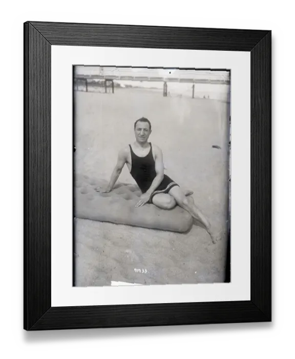 Framed Print : Abe Attell, Boxer, On Cushion On Beach Framed Print : Abe Attell, Boxer, On Cushion On Beach