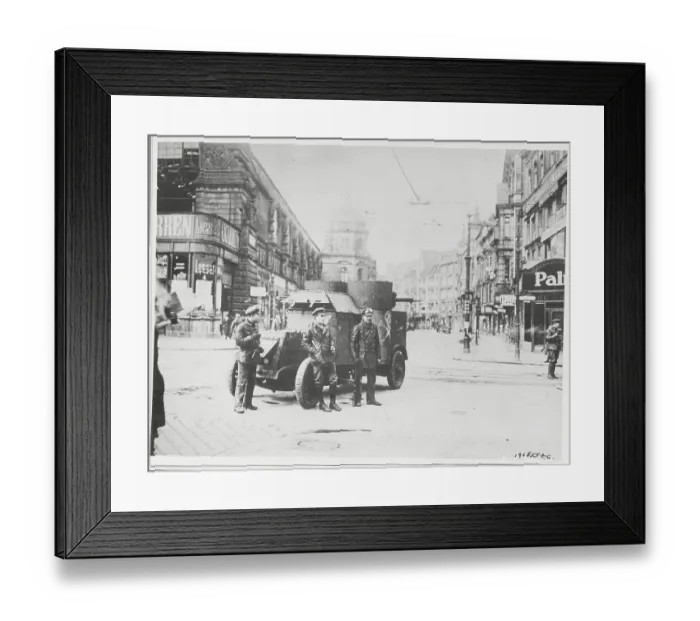 Framed Print : Soldiers and Vehicle in Center of Street Framed Print : Soldiers and Vehicle in Center of Street