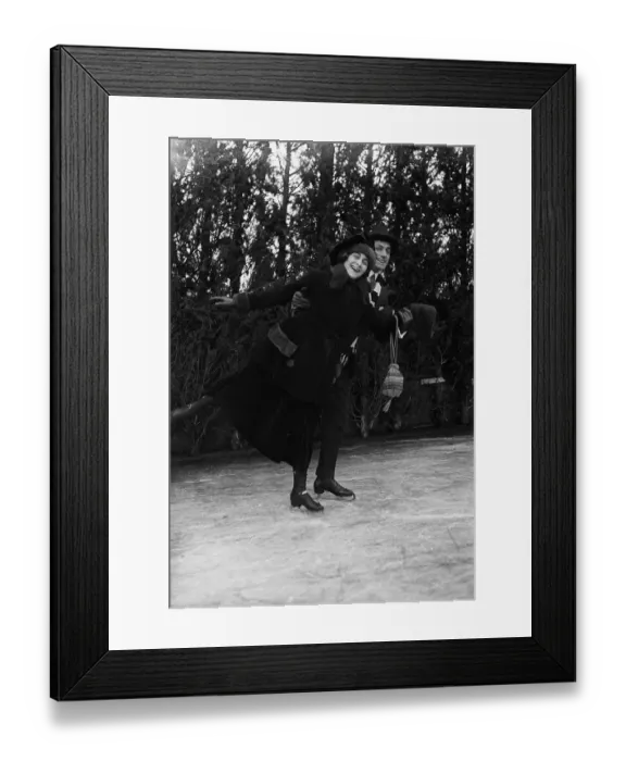 Framed Print : Couple Smile as They Figure Skate Framed Print : Couple Smile as They Figure Skate