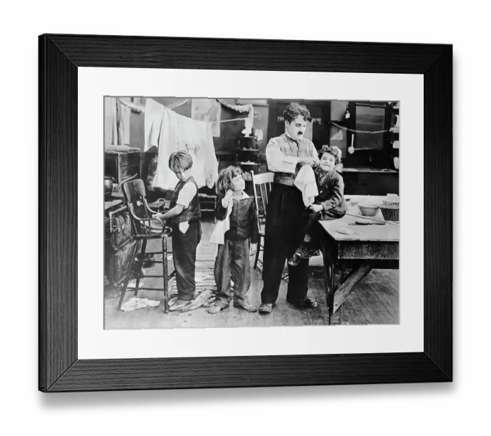 Framed Print : Charlie Chaplin and Three Small Children