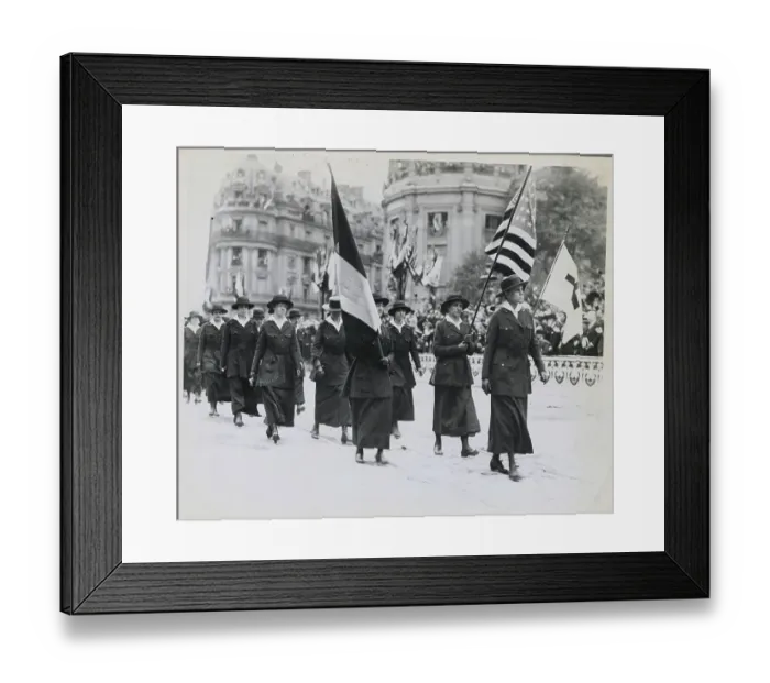 Framed Print : Red Cross Nurses Parading with Flags