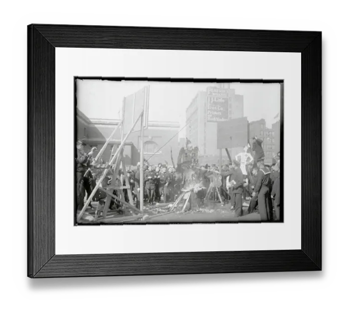 Framed Print : American Soldiers Burning Kaiser Effigy Framed Print : American Soldiers Burning Kaiser Effigy