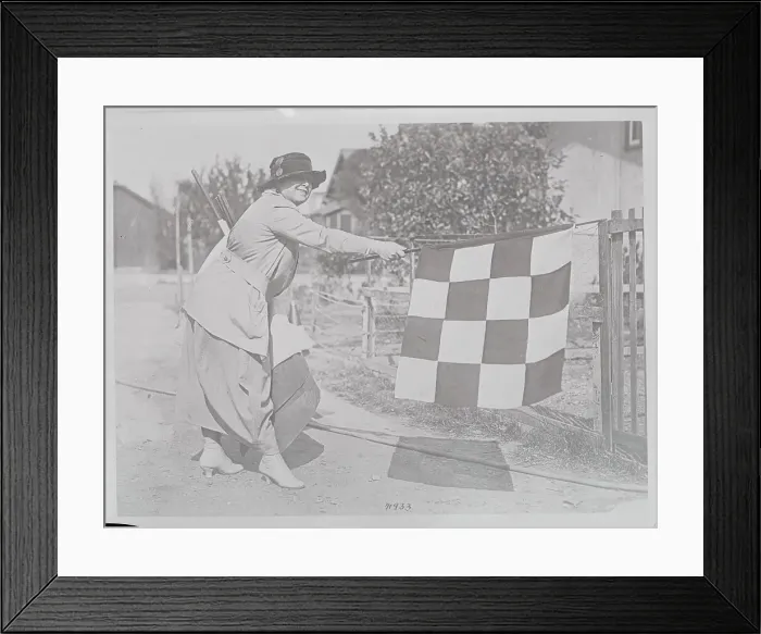 Framed Print : Flag Bearer for Women's Auto Race in Action Framed Print : Flag Bearer for Women's Auto Race in Action