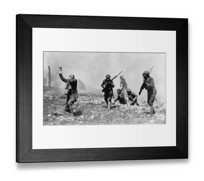 Framed Print : American Troops Staging A Gas Attack Framed Print : American Troops Staging A Gas Attack
