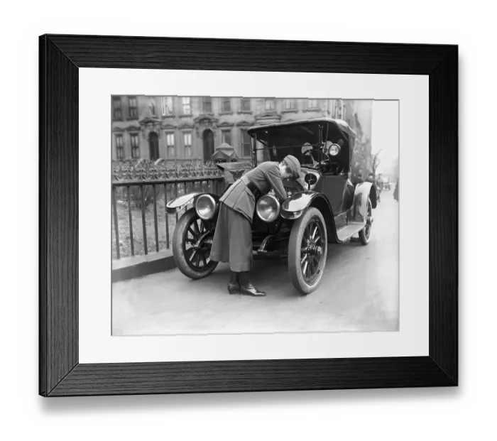 Framed Print : Wwi Female Volunteer Fixing Automobile Framed Print : Wwi Female Volunteer Fixing Automobile