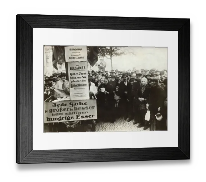 Framed Print : Large Crowd of Germans Waiting for Food Framed Print : Large Crowd of Germans Waiting for Food