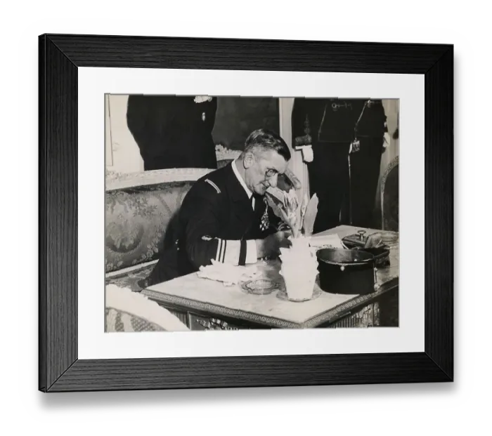 Framed Print : Admiral Miklos Horthy Signing Document in His Office Framed Print : Admiral Miklos Horthy Signing Document in His Office