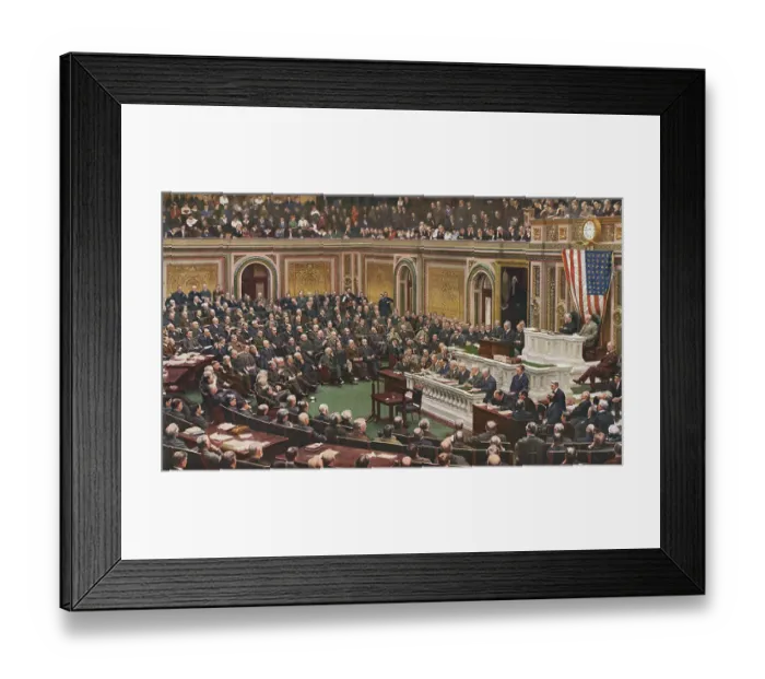Framed Print : Woodrow Wilson Speaking to Congress in July Nineteen Eighteen Framed Print : Woodrow Wilson Speaking to Congress in July Nineteen Eighteen
