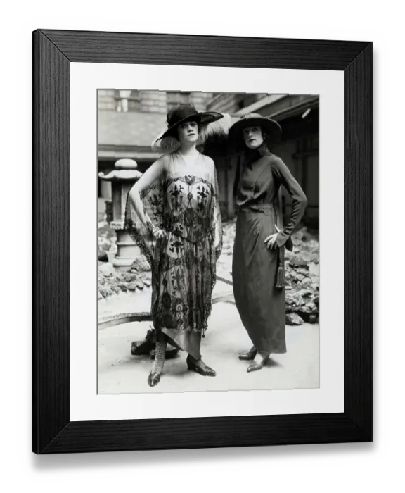 Framed Print : Women Modeling Kite Dresses Framed Print : Women Modeling Kite Dresses
