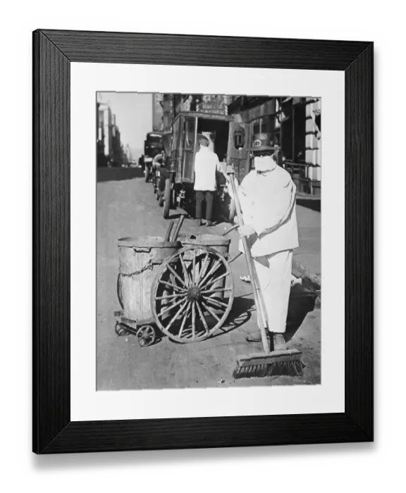 Framed Print : New York Street Cleaner Wearing Mask Framed Print : New York Street Cleaner Wearing Mask