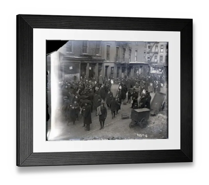 Framed Print : Crowd Waiting To Get Coal For Heat