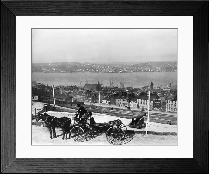 Framed Print : Carriage Driver with Barouche Above Halifax Framed Print : Carriage Driver with Barouche Above Halifax