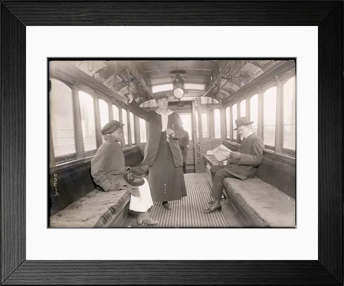 Framed Print : Female Train Car Conductor Framed Print : Female Train Car Conductor
