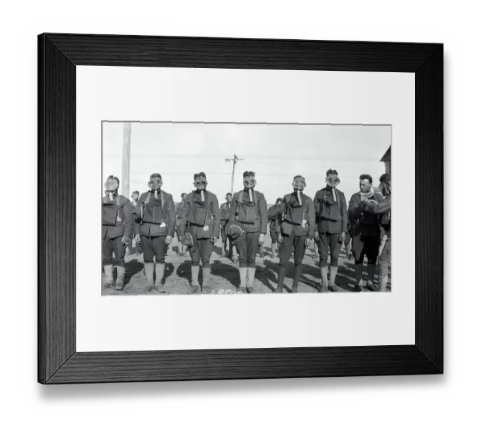 Framed Print : Soldiers Wearing Gas Masks Framed Print : Soldiers Wearing Gas Masks