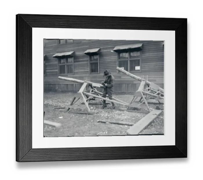 Framed Print : Camp Lewis Cadet Manipulating Wooden Gun