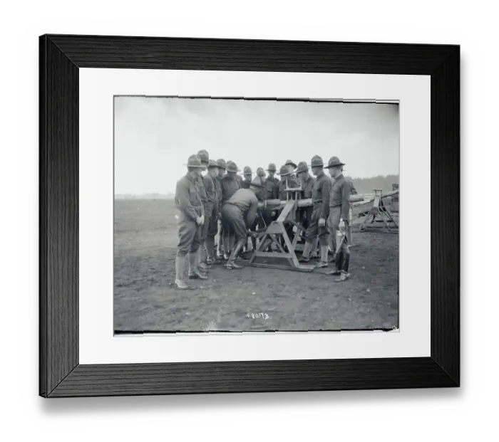 Framed Print : Camp Lewis Troops Manipulating Wooden Gun Framed Print : Camp Lewis Troops Manipulating Wooden Gun
