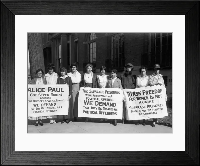 Framed Print : Suffragettes Picketing Outside Jail Framed Print : Suffragettes Picketing Outside Jail