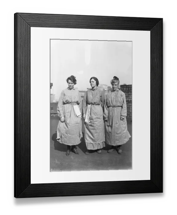 Framed Print : Suffragettes Modeling Their Prison Uniforms Framed Print : Suffragettes Modeling Their Prison Uniforms