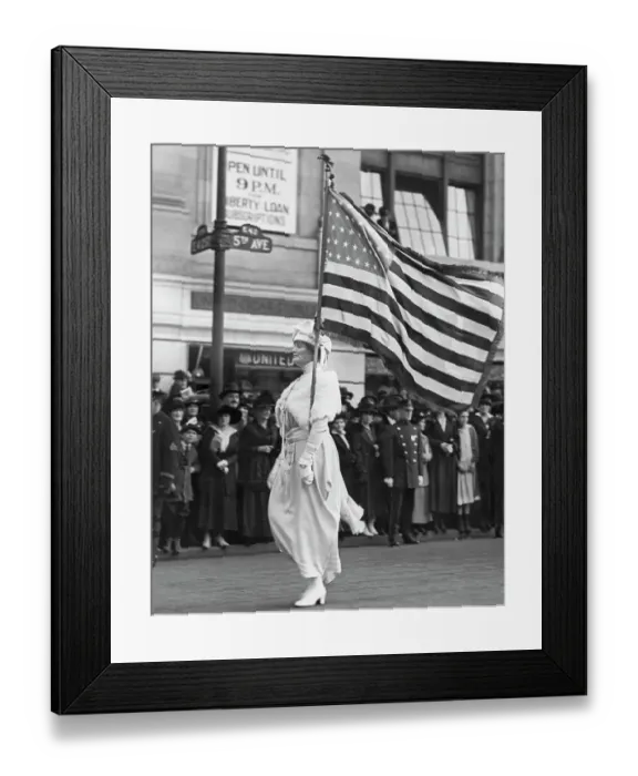 Framed Print : Woman Marching in Suffrage Parade Framed Print : Woman Marching in Suffrage Parade