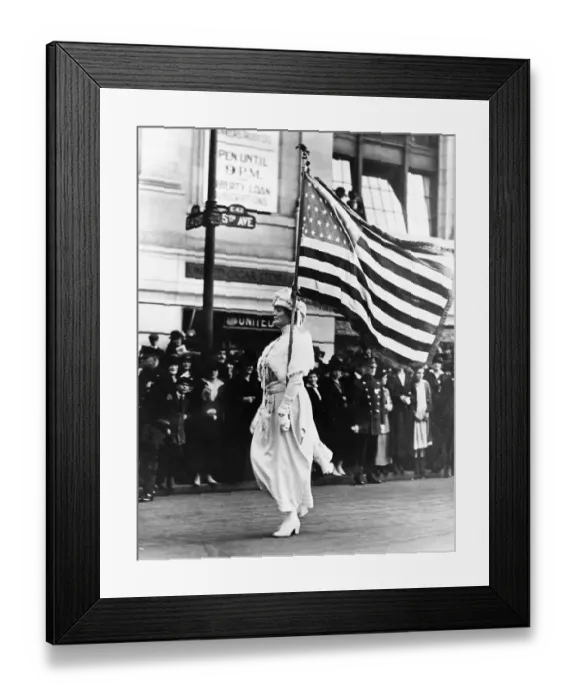 Framed Print : Flagbearer in Women's Suffrage Movement Framed Print : Flagbearer in Women's Suffrage Movement