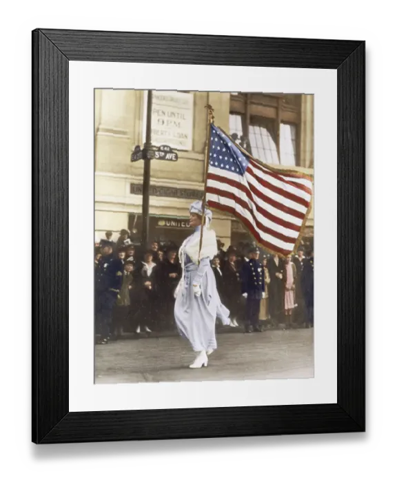 Framed Print : Woman Marching in Suffrage Parade Framed Print : Woman Marching in Suffrage Parade