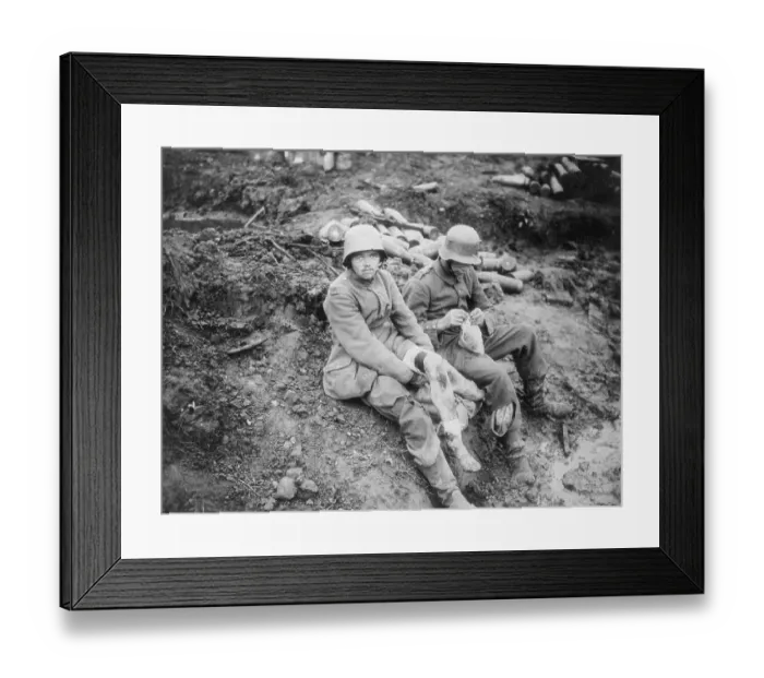 Framed Print : German Soldier Tending to Wounds