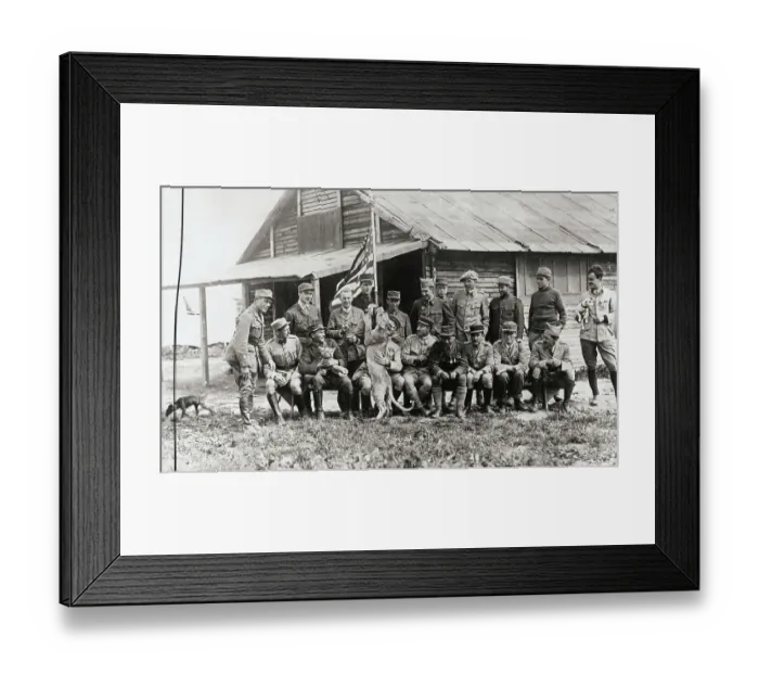 Framed Print : Portrait of Lafayette Escadrille Members with Mascots Framed Print : Portrait of Lafayette Escadrille Members with Mascots
