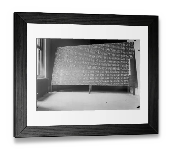 Framed Print : Black Board with Draft Lottery Numbers
